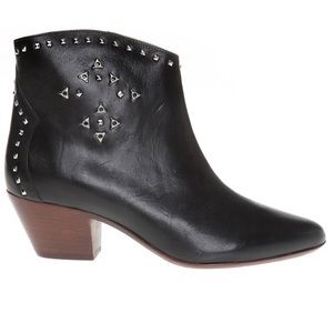 Isabel Marant Triangular Studded Dacken BO0166 Black Heel Boots Size 37 EU 7 US